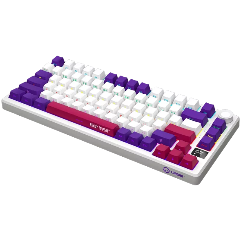 LORGAR KBP7075W, teclado gaming mecánico inalámbrico 75% Pro, blanco, distribución EN