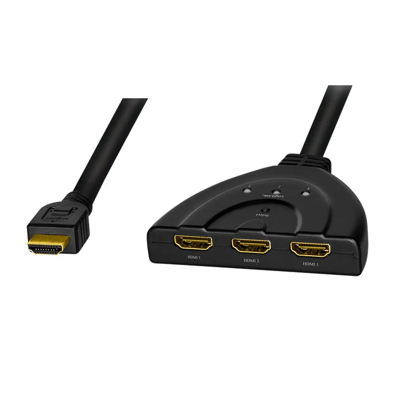 LogiLink - Divisor/conmutador de vídeo/audio - 3 x HDMI - Sobremesa