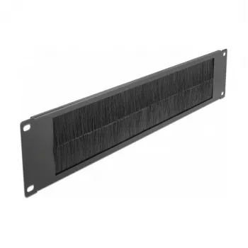 Panel de cepillos DeLOCK 19 pulgadas regleta de gestión de cables con cepillos 2U negro