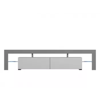 Soporte de TV Cama Meble TORO 200 — 2000×350×410 mm, superficie superior gris de tablero de partículas, gris/blanco brillante