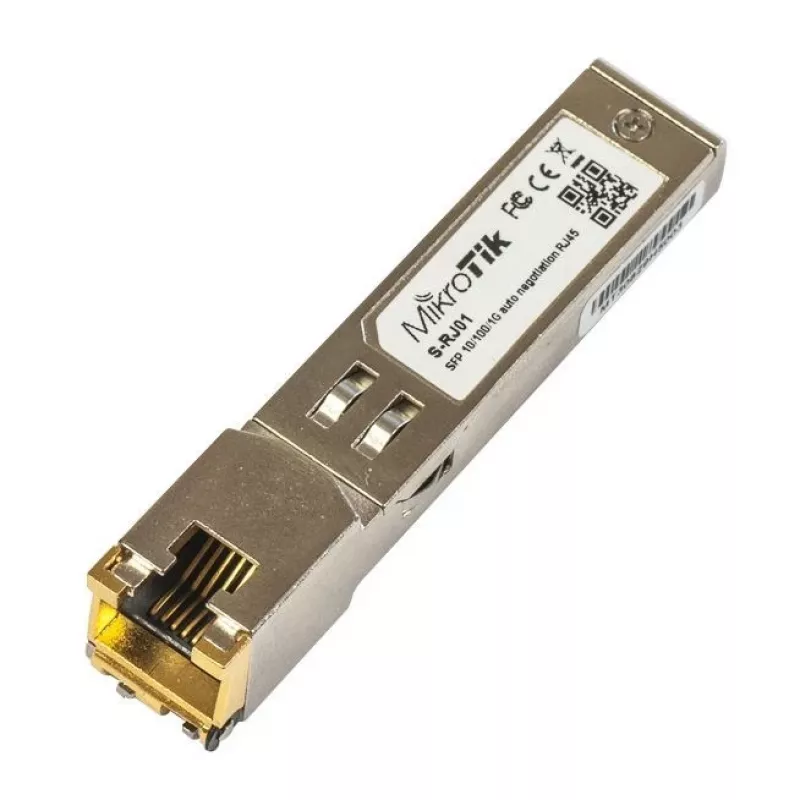 Módulo de switch de red MikroTik S-RJ01 — 1× Gigabit Ethernet (RJ-45), 1000 Mbit/s, velocidad de datos 1,25 Gbit/s, transmisión 0,1 km