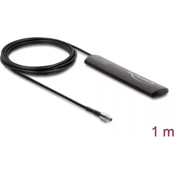 Antena LTE externa DELOCK 90711 conector TS9 1,5 dBi omnidireccional fija con cable RG-174 de 1 m para montaje exterior adhesivo, negra