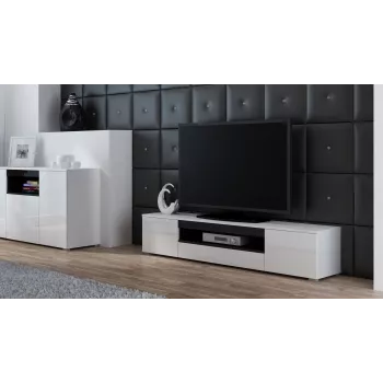 Soporte de TV Cama VIVA 180 blanco/blanco brillante + negro