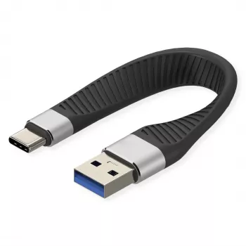 ROLINE Cable de silicona USB 3.2 Gen 2 C-A ST/ST 10Gbit/s Emark negro 11 cm 11 - Cable - Digital/Datos