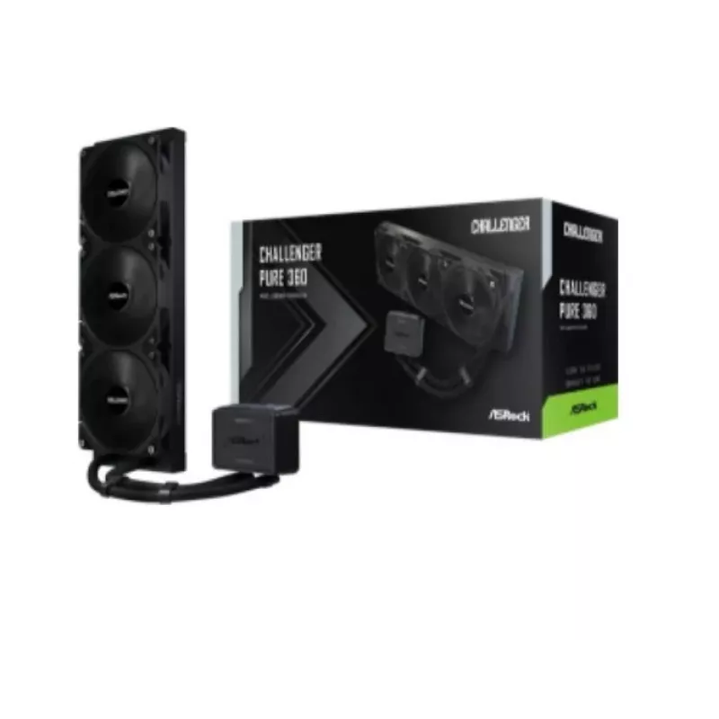 Refrigeración líquida para CPU ASROCK Challenger Pure 360 negra — radiador de 360 mm, AIO cerrado