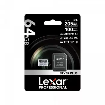Tarjeta MicroSD Lexar 64 GB UHS-I Clase 3 SILVER PLUS