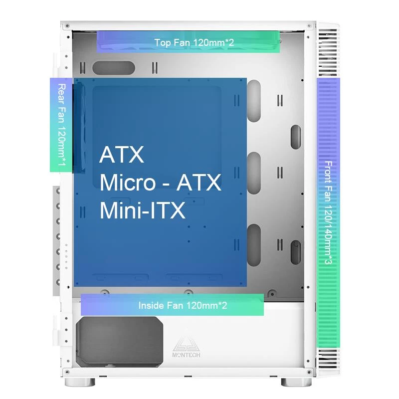 Caja de PC Montech X3 GLASS torre Midi blanca