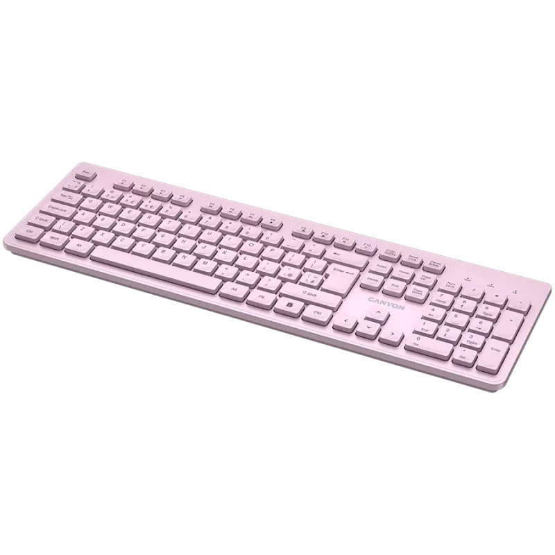 Teclado inalámbrico CANYON HKB-W01 — diseño compacto rosa, teclas UK/US