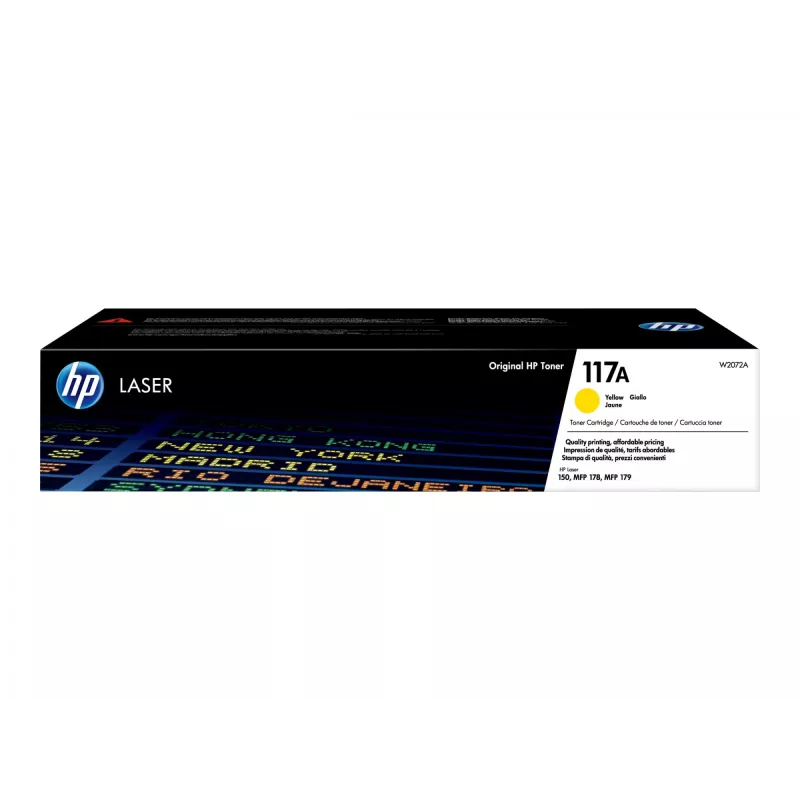HP 117A Tóner láser original amarillo. Tóner de color: 700 páginas, colores de impresión: amarillo, cantidad por pack: 1 ud.