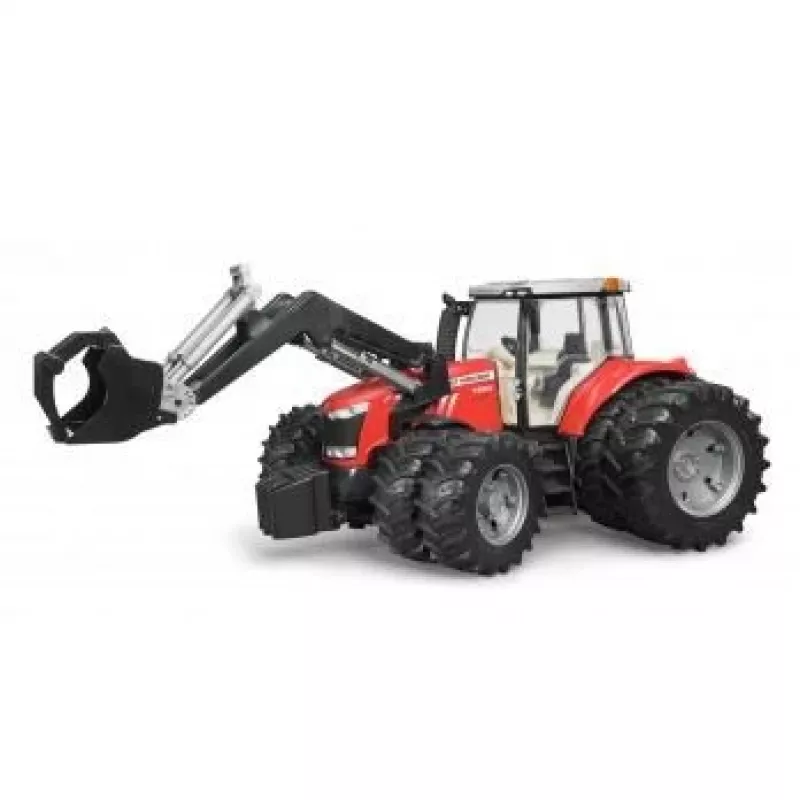 Tractor de juguete BRUDER Massey Ferguson 7624 con pala frontal, rojo, para niños a partir de 3 años