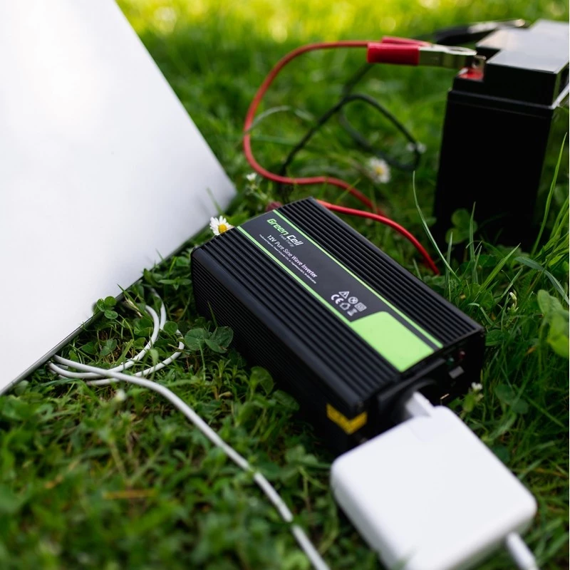 Inversor Green Cell INV12 3000 W 12 V a 230 V, 50 Hz, 1 USB, refrigeración activa, negro