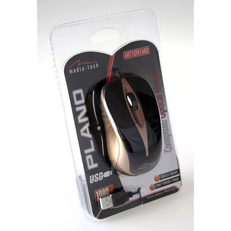 PLANO - Ratón óptico 800 Cpi, 3 botones + rueda de desplazamiento, interfaz USB (MT1091MO)