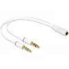 Cable de audio DeLOCK 65585, 0,2 m, 2 x conector macho 3,5 mm a conector hembra 3,5 mm, blanco