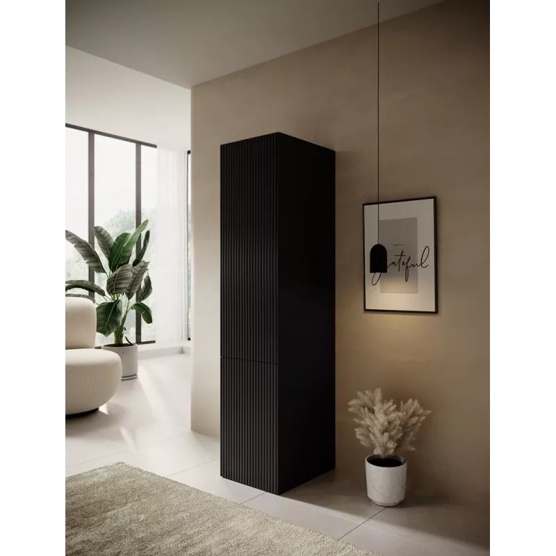 Armario ropero cama meble PAFOS 1D, 45×55,5×198,5 cm, negro mate, 4 baldas