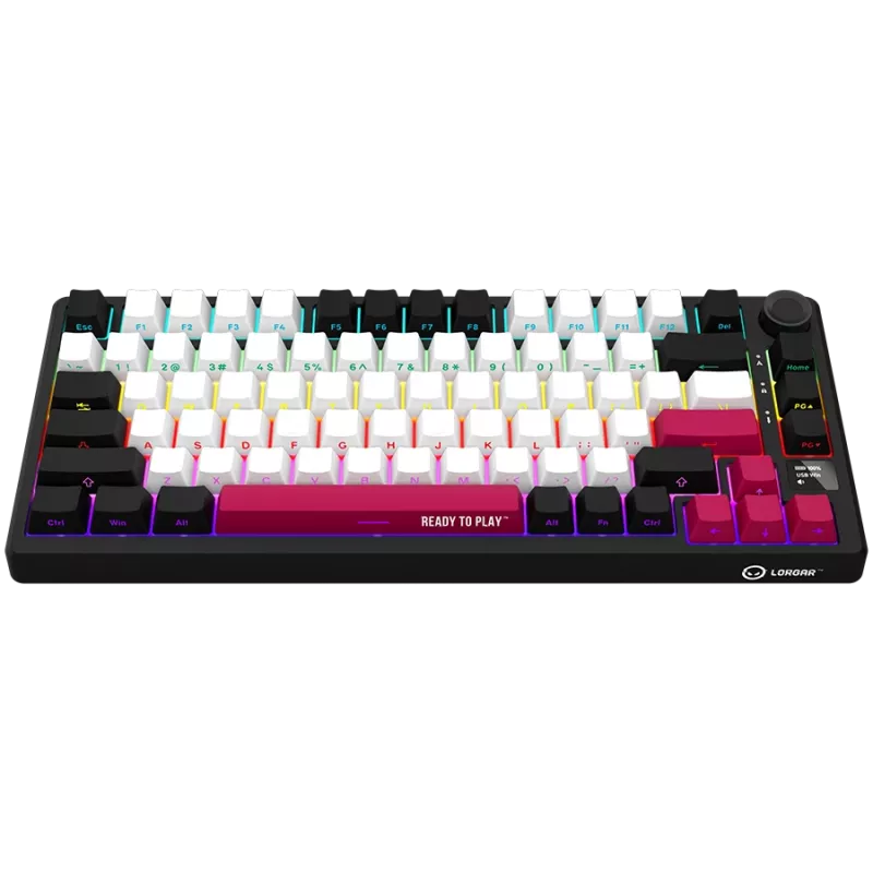 LORGAR KBP7075W teclado gaming mecánico inalámbrico 75 %, negro/rojo, EN