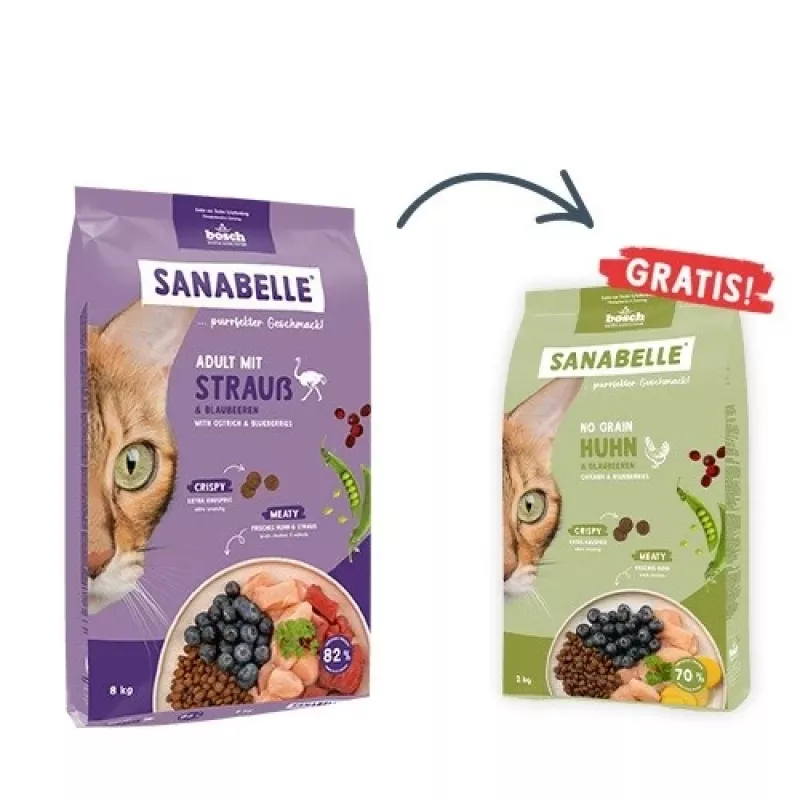 BOSCH Sanabelle Adult Ostrich & Blueberries - pienso seco para gatos - 2 kg