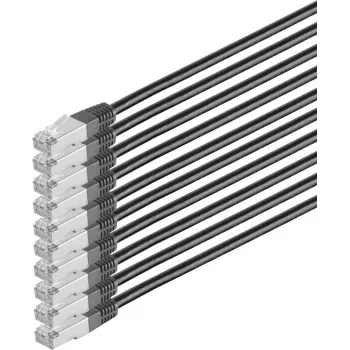 ShiverPeaks 75711-H0.5S-SET10 Cable de conexión Cat.6 S/FTP PIMF libre de halógenos, 0,5 m, negro, pack de 10