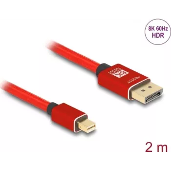 Cable DeLOCK Mini DisplayPort a DisplayPort 8K 60 Hz 2 m rojo metal sin bloqueo