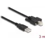 Cable DeLOCK USB 2.0 conector macho Type-A a conector macho Type-B con tornillos 3 m
