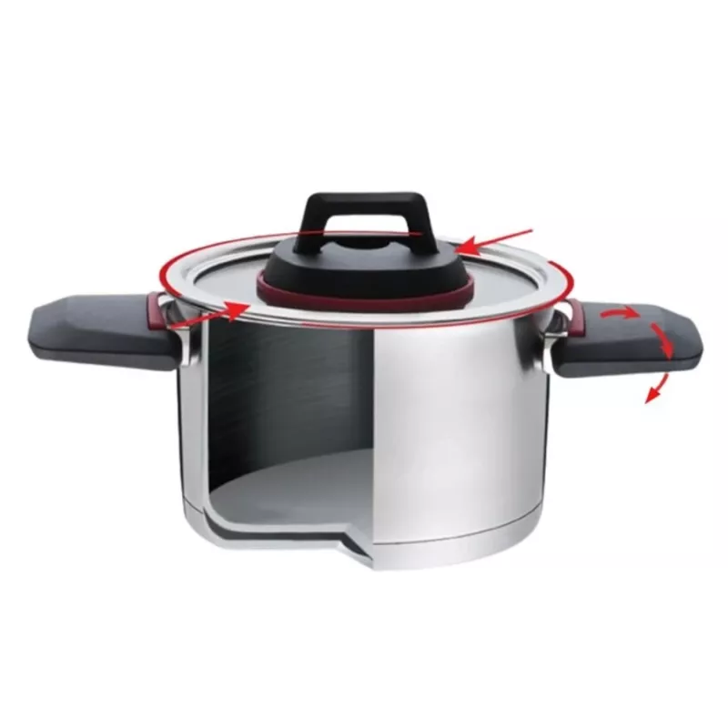Olla Maestro MR-3530-24 acero inoxidable 24 cm, 5,5 L, asas abatibles, tapa de cristal
