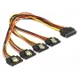 Delock 60157 cable alargador de alimentación SATA, SATA 15 pines (M) con enganche a 4x SATA 15 pines (H), 0,3 m, negro/amarillo/rojo/naranja