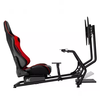 Silla gaming NanoRS RS160, soporte para simulador de carreras 3 en 1, para PC, consolas, jugadores, tapizado de cuero sintético, soporte de volante, soporte de TV hasta 50