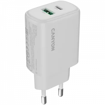 Cargador CANYON OnCharge 250 25W 1xPD 1xQC EU blanco