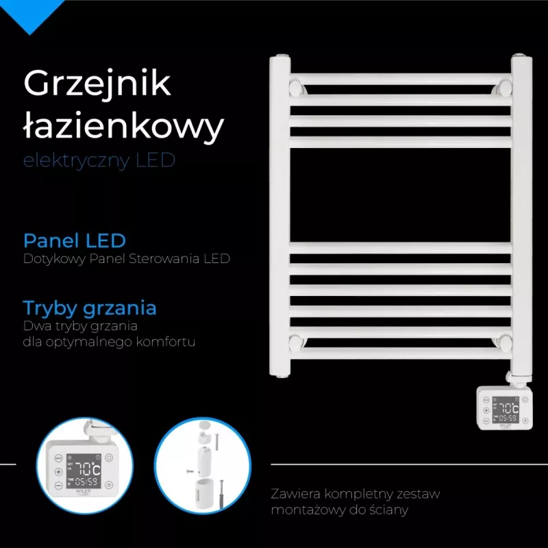 Radiador eléctrico de baño LED | AD 7823 | radiador | 400 W | blanco | IP24