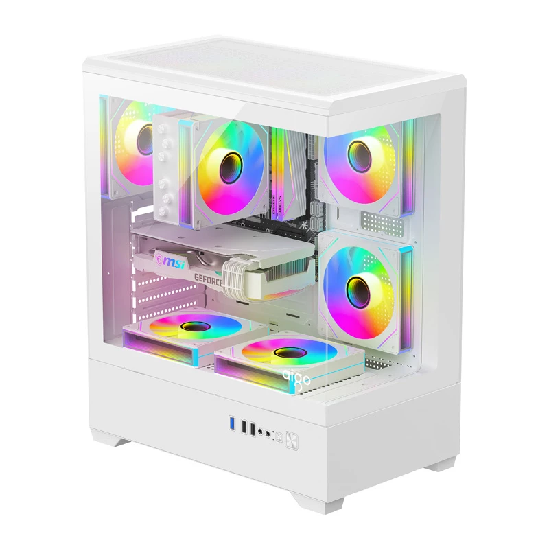 Caja de PC DarkFlash C365 (blanca) con 5 ventiladores