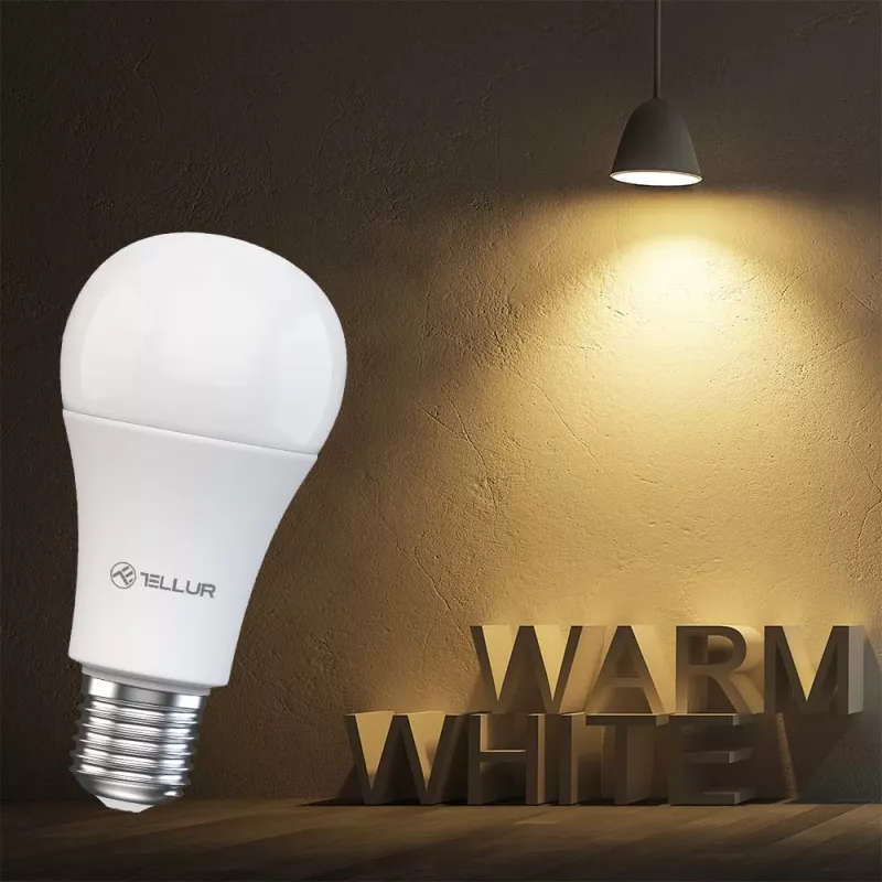 Bombilla Smart WiFi Tellur TLL331331 9W blanca cálida regulable — luz cálida ajustable, control Wi‑Fi