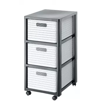 Unidad de cajones Rotho Country Gris Blanco, 3 cajones, Tecnopolímero, 325×712×375 mm, antracita/blanco, con ruedas de transporte