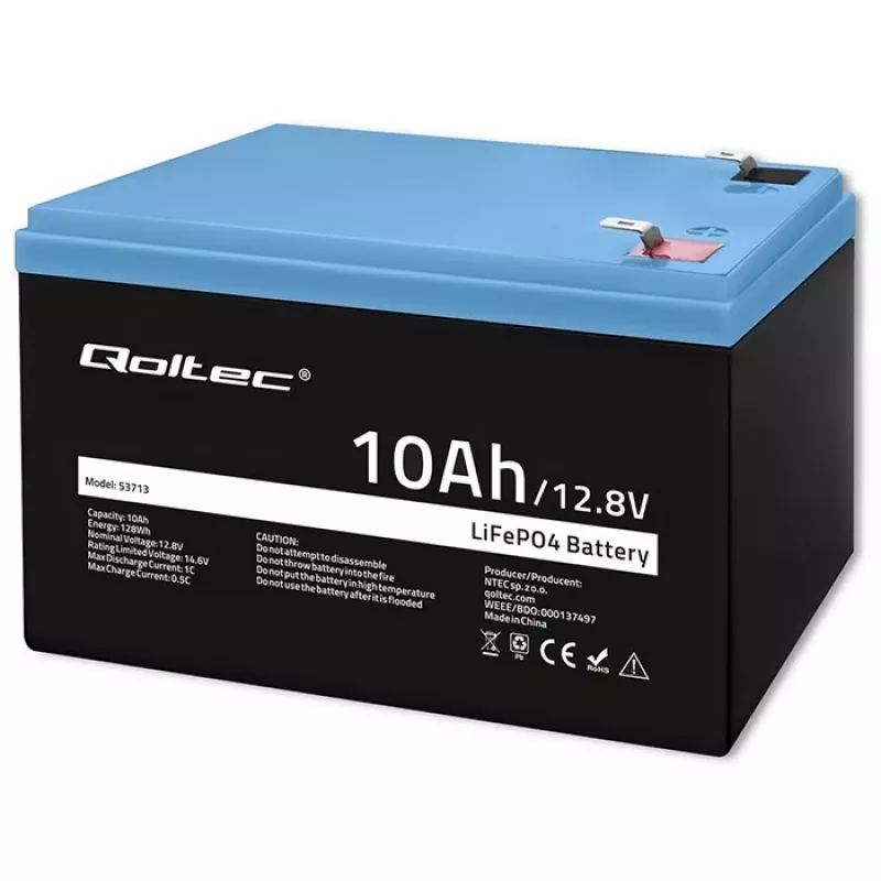 Batería LiFePO4 QOLTEC 10Ah 12,8V 128Wh con BMS integrado