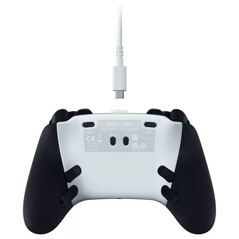 Mando inalámbrico Razer Raiju V3 Pro para PS5/PC, botones Pro, diseño simétrico - blanco