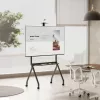 Soporte de TV MACLEAN MC-114 B soporte de suelo portátil para pantallas de 55–100 inch, carga máx. 120 kg, VESA 200x200–900x600, altura 115–152 cm, negro, estante