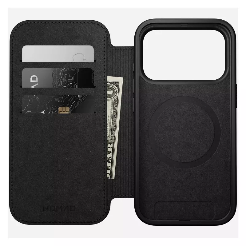 Funda tipo folio de cuero para móvil Nomad Modern Leather Folio para iPhone 17 Pro – marrón, compatible con 6,3