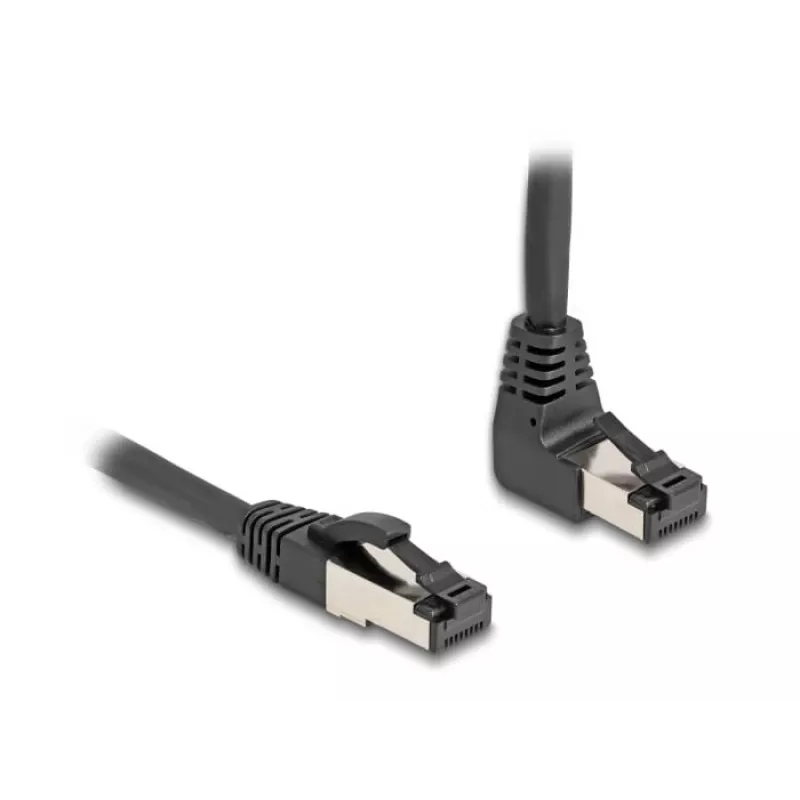 Cable de red DeLOCK RJ45 Cat.8.1 acodado 90° hacia abajo / recto 2 m negro