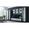 Soporte TV Cama Meble VIGO NEW 30/140/40 — 1400×400×300 mm, parte superior gris, tablero de partículas, marco gris, frentes blanco brillante