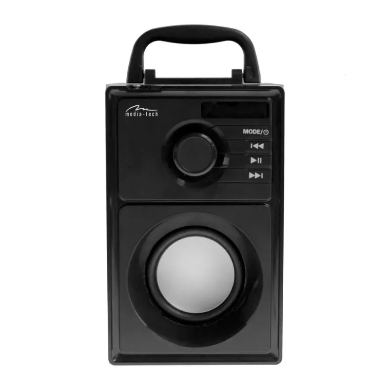 Altavoz portátil MEDIA-TECH MT3179, 20 W (RMS 15 W), Bluetooth 5.1, FM, MicroSD, USB, AUX, Li-Ion, 6 h, carcasa de madera