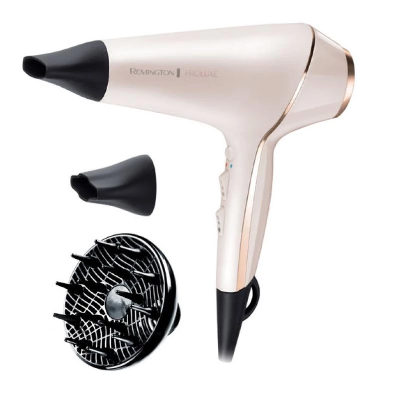 Secador de pelo Remington Proluxe Ionic con difusor y concentrador dorado