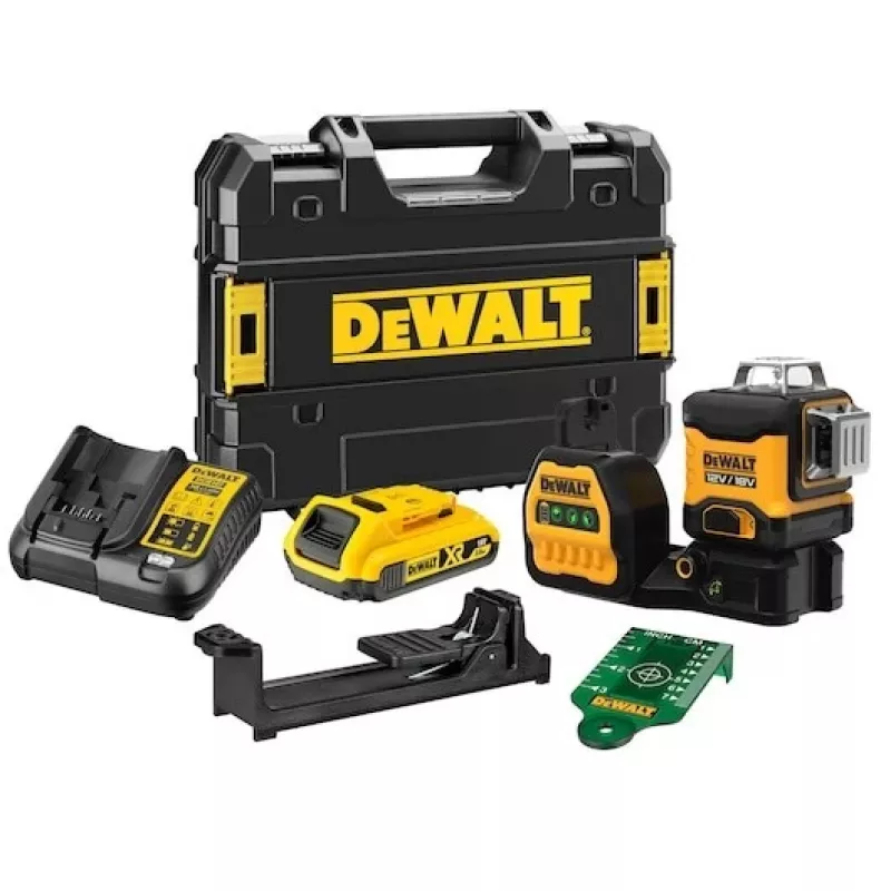 Nivel láser DeWalt DCE089D1G18-QW haz verde autonivelante 360° con compatibilidad con receptor