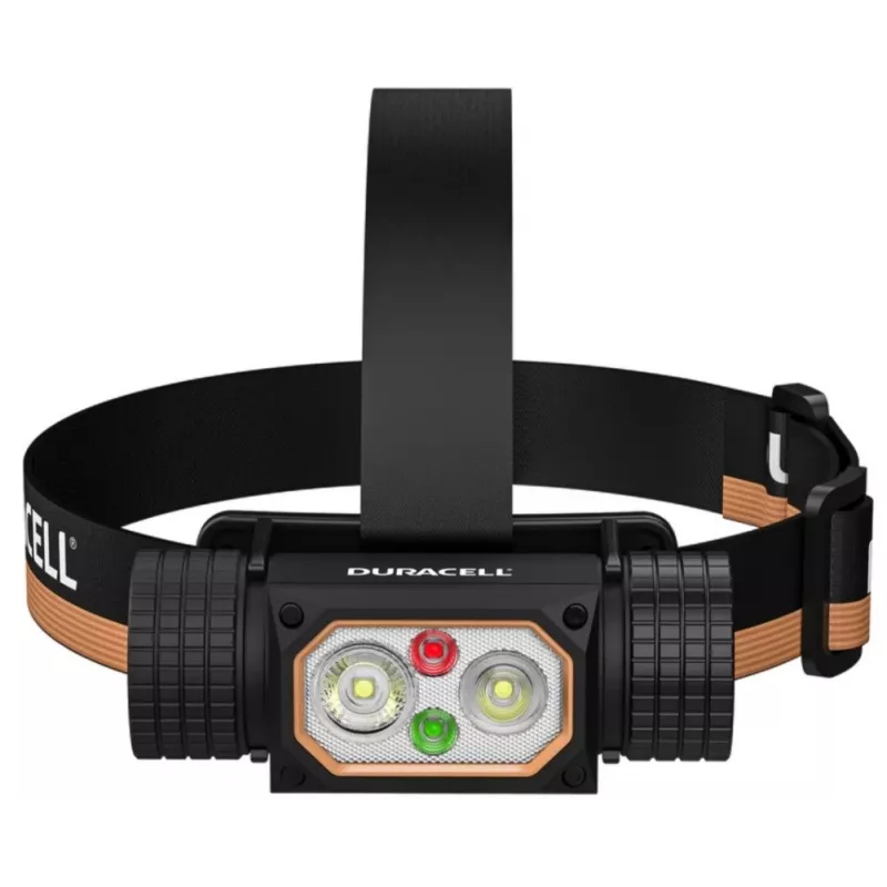 Linterna frontal Duracell DH2000R caja regalo – linterna frontal recargable compacta negra/naranja