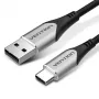 Vention Cable USB 2.0 de algodón trenzado con conector macho A a conector macho C 3A 2M gris aleación de aluminio Type