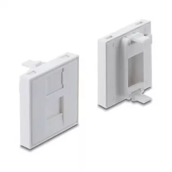 Tapa de módulo Keystone encajable de 45×45 mm DELOCK Easy 45 para 1 puerto, ABS, blanco, con tapa antipolvo