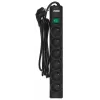 EVER Optima T/LZ08-OPT030/0000 regleta con protección contra sobretensiones, 6 tomas, 3 m, 250 V, protección infantil, interruptor, negra