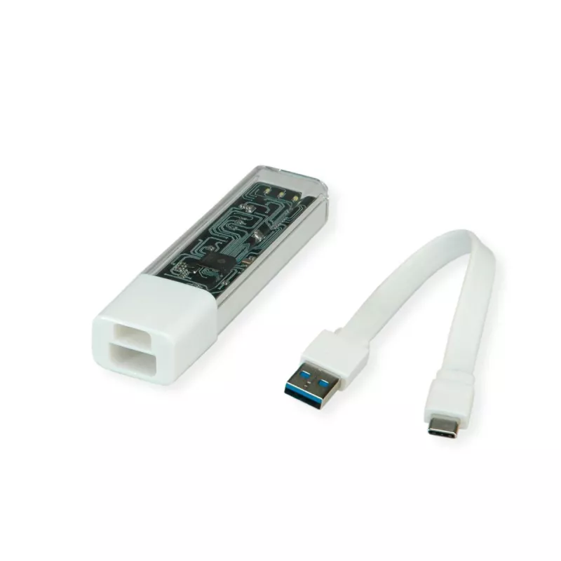 Hub USB 3.2 Gen 1 portátil ROLINE, 4 puertos, cable de conexión Type-A+C