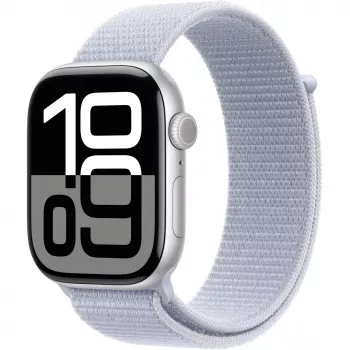 APPLE Watch Series 10 GPS 46 mm caja de aluminio plata con correa Sport Loop Blue Cloud