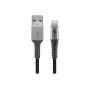 Goobay 49269 cable USB-A a Lightning, 2 m, funda textil, conectores metálicos, certificado MFi, USB 2.0, gris espacial/plateado