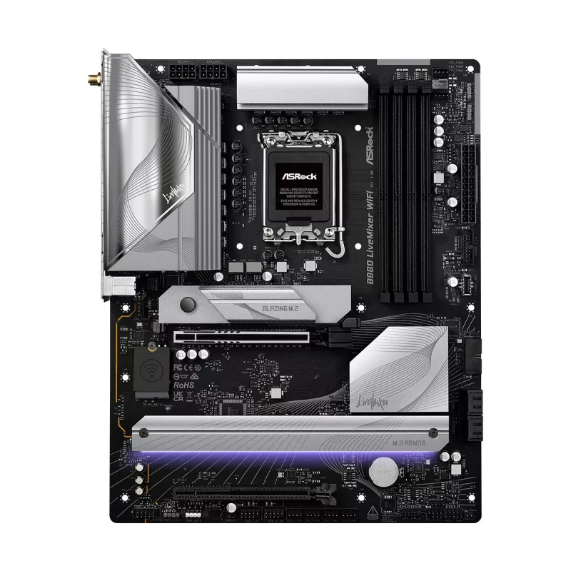 Placa base ASRock B860 LiveMixer WiFi — Intel B860, LGA 1851, ATX, DDR5, 4 DIMM, Wi‑Fi 6E, 2.5Gb LAN