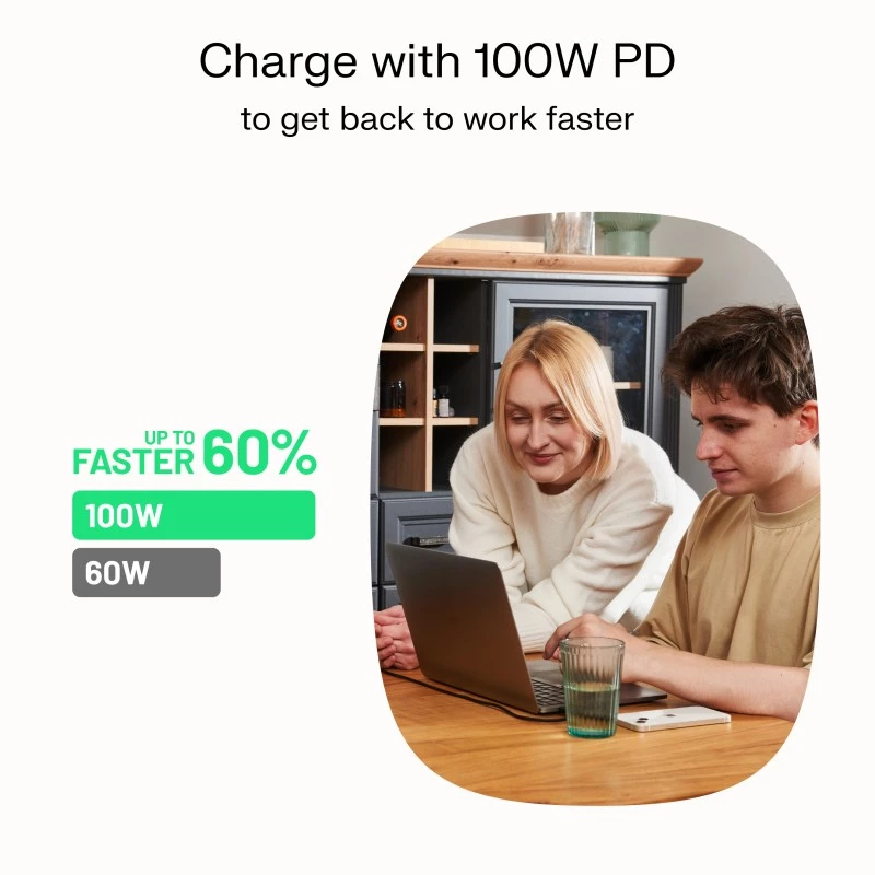 Cable USB-C-USB-C PowerStream 100W trenzado 1,2m blanco