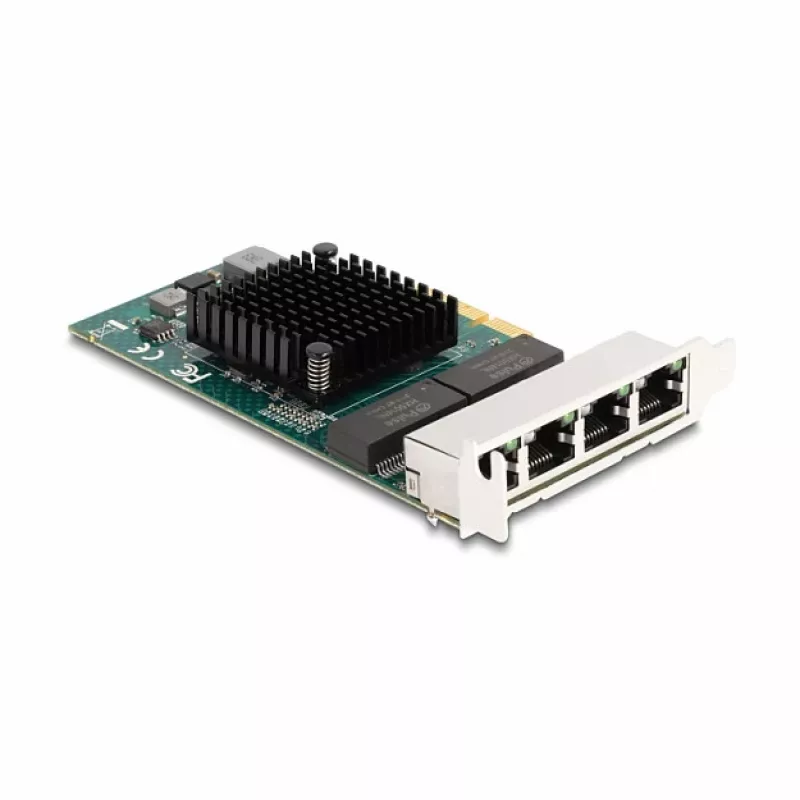 Tarjeta DeLOCK PCI Express x4 4 x RJ45 Gigabit LAN BCM Gris